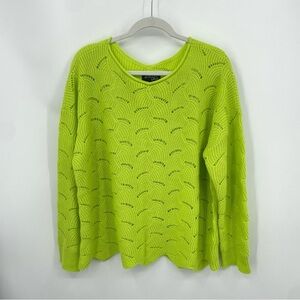 Attitudes by Renee Women's Top Sz L Sweater with Scalloped Details Green A476053